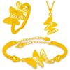 Forno feminino ouro moda borboleta dança anel pingente pulseira conjunto de joias borboleta pingente pulseira anel