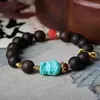 Pulsera Original Tejida a Mano de Agarwood Rojo Tierra Fushen Wenwan Magnesita Turquesa Tara Pulsera China Mayoreo