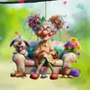 Juego de 4 Adornos Colgantes Decorativos Acrílicos Planos 2D Nuevos Transfronterizos para Coche Decoración de Interiores de Coche Simple y Elegante