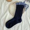 Meias Cano Alto Mescladas Outono e Inverno, Meias de Algodão, Estilo Fofo com Cordão, Efeito Emagrecedor Jk Meias Versáteis para Campus Lolita