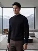 Suéter de imitación de alta calidad para hombre 100% cachemira pura, cuello semi-alto, tejido de punto casual de negocios para otoño e invierno, camiseta básica de color liso