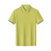 Camisa Polo de Seda Stretch Mesclada 220g 40s Camiseta com Gola Contrastante Camisa Business Cultural Estampa Bordada Logo
