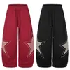 Pantalones casuales de moda juvenil para mujer 2026, nuevos, con patchwork de cinco estrellas decorado, corte regular, pierna curva, venta al por mayor desde una sola fuente, talla 34