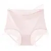 Ropa interior de seda de hielo ultra delgada de cintura alta para talla grande, nueva de verano, con entrepierna antibacteriana de seda de hielo, bragas de seda de hielo para mujer