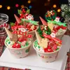 Tazón de Pulpa Navideño Decoración de Pastel Reno Hombre de Jengibre Galleta Feliz Navidad Círculo de Hierba Inserto de Hoja Enchufe