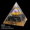 Pirámide de Cristal Natural de 8 cm Decoración Creativa para el Hogar Adorno Artesanal Bola de Cristal Envuelto en Resina Pirámide de Resina