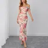 Vestido plisado de malla espiga de pescado de comercio exterior transfronterizo Europeo y americano Sexy sin espalda Hombro ajustado Cadera