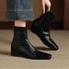 40-43 Botas de Tamanho Grande Transfronteiriças Bico Quadrado Botas Curtas para Mulheres Outono e Inverno Novas Botas Elásticas Slim Botas Individuais Exportação Salto Médio Botas Femininas