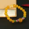 Pulsera de Ágata Calcedonia con Mantra de Seis Palabras, Círculo Único de Perlas Redondas de 8 mm para Mujer, Pulsera de los Cinco Elementos y Seis Palabras, Suministro para Transmisión en Vivo