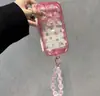 Cordão de Corrente de Contas de Bolinhas Transforma-se Instantaneamente em uma Capa Arco-Íris para iPhone 17 iPhone 16 Pro Max da Apple em Cores Doces