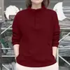 Sudadera de terciopelo acanalado con cuello alto para mujer, nuevo estilo otoño/invierno 2026, cálida, de tres botones, top versátil de color liso