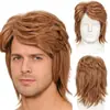 Peluca Nueva para Hombre Transfronteriza Estilo Europeo y Americano Cabello Gris-Blanco con Raya Lateral de Longitud Media Mullet Peluca Xuchang