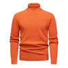 Suéter de Hombre de Cuello Alto con Forro de Polar para Otoño e Invierno Transfronterizo, Ajuste Delgado, Color Sólido, Casual Versátil, Prendas de Punto Base