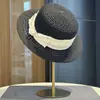 Sombrero de Paja con Moño Hueco Estilo Old Money Francés para Mujer, Sombrero de Sol para Vacaciones de Verano, Fotografía de Playa, Protección Solar
