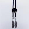A01B2C72 Cuerda de Collar Largo Trapezoidal Sudoeste Collar Bolo Accesorios Versátiles para Hombres y Mujeres Colgante Sencillo Retro de Manga Corta