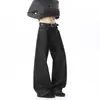 Jeans de Retazos Retro Americanos para Hombres y Mujeres Pantalones de Pierna Ancha Rectos Holgados Lavado Negro Retro Estilo Callejero Pantalones Largos hasta el Suelo Modernos