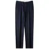 Pantalones casuales de primavera y verano para hombre, corte recto fino, antiarrugas, sin planchado, Tencel algodón, negocios, alta gama, elástico, pantalones negros