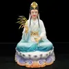 Estatua del Bodhisattva Guanyin para Adoración, Hecha de Mármol Blanco, Presentando al Bodhisattva Guanyin del Mar del Sur Sentado sobre un Loto, Adecuada para Uso Doméstico, Venta al por Mayor por Cihang Dao Ren