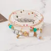 Itens Populares Transfronteiriços Europeus e Americanos Pulseira com Pingente de Contas Redondas Estilo Boêmio Pulseira de Contas com Fio Elástico Multicamadas