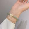 Pulseira de imitação de jade com dupla camada empilhada para meninas, verão, novo design de nicho, pulseira de flores combinando