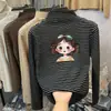 Ropa interior térmica de forro polar para niñas Otoño Invierno 2026 Nuevo estilo Ropa interior para niños y bebés Camiseta de manga larga Top cálido a rayas