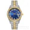 Hiphop Watch Europeu e Americano Explosões Banda de Aço Masculina Hip Hop Romano Graduado Diamante Set Calendário Relógio de Quartzo Masculino