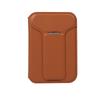 Portatarjetas magnético izquierdo y derecho en stock con soporte, Cubierta abatible pequeña giratoria Magsafe Ranura para tarjetas de cuero