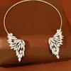 Collar de Alas de Ángel Lleno de Diamantes, Gargantilla de Ala de Cristal de Alta Gama, Collar de Diseño de Moda para Fiesta de Bodas