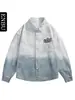 Enbu Camisa Chaqueta de Mezclilla para Hombre de Nuevo Color Degradado Abrigo Marca de Moda Casual Suelta de Manga Larga Primavera y Otoño