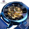 Nuevo Reloj Forsining para Hombre, Moderno, Casual, Clásico, Tendencia, Azul, Mecánico Manual, Provincia de Guangdong