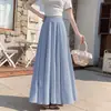 Falda de verano estilo francés con volantes, cintura alta, caída fluida, para mujer, color liso, elegante, casual, adecuada para ir al trabajo, longitud media