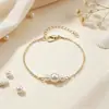 Adornos Transfronterizos Europeos y Americanos Estilo Callejero Retro Joyería para el Pie Exquisita Cadena Fina Tobillera para Mujer Sencilla Tobillera de Perla Blanca