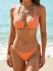 2027 Traje de Baño Europeo y Americano Transfronterizo Más Vendido Vintage Lunares con Lazos Sexy Bikini de Playa Conjunto para Mujer