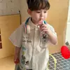 Ropa Infantil Coreana Verano 2026 Niños Caricatura Osito Camisa de Manga Corta Pantalones Vaqueros Casuales de Moda Pantalones Elegantes de Moda