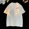 Camiseta de Manga Corta de Algodón Puro de Doble Hilo Pesado de 220g con Estampado de Letras para Hombres y Mujeres Verano Nuevo Absorbente de Sudor Transpirable de Media Manga Versátil