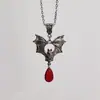 Comercio Exterior Transfronterizo Halloween Popular Europeo y Americano Estilo Gótico Collar Alas de Murciélago Victorianas Collar con Piedra Roja