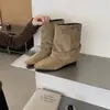 Nuevas botas cortas de moda para motociclista con punta cuadrada y tacón grueso, botas cortas retro 2026 adelgazantes para mujer con hebilla de cinturón