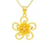 Joias Banhadas a Ouro Pingente Coroa de Coração Colar de Ouro com Cinco Flores Feminino Corrente para Suéter de Luxo Leve Dourado Imitado Feminino