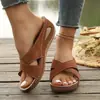 Sandalias Romanas Gruesas con Tiras Cruzadas de Talla Grande Europea y Americana para Mujer, en Stock, Nuevo Estilo de Verano, Sandalias Ligeras para Playa al Aire Libre