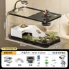 Aquário ecológico de plástico para peixes dourados com tampa transparente para sala de estar, pequeno tanque de mesa para paisagens de luxo, tanque para tartarugas