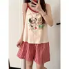 Pijama de Verão Feminino Estilo Japonês com Desenhos, Doce Estilo Celebridade da Internet para Usar em Casa, Fofo e Pode Ser Usado Fora, Atacado Transfronteiriço