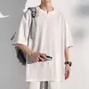 2026 Verão Nova Camiseta Casual Tendência Marca Confortável Tamanho Grande Manga Curta para Homens T2098 Branco Preto Cáqui Algodão