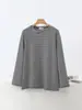 Nueva camiseta de rayas para mujer Otoño/Invierno 2026, de cuello redondo, manga larga, versátil, casual, adelgazante, corte holgado, camiseta básica