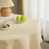Tapete Branco para Mesa de Centro Pequeno Quadrado Toalha de Mesa Estilo Ins Capa para Mesa de Cabeceira Mesa Redonda Algodão Linho Mesa de Escritório Mesa de Jantar Sensação de Luxo Leve Alta Qualidade