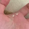 Aretes de tachuela de circonita tipo estrella de aguja plateada para mujer, no es necesario quitarlos para dormir, para la curación de perforaciones en la oreja, pequeños, tachuelas para cartílago de la oreja