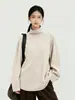 Sudadera Beige Personalizada 2026 de Cuello Alto para Mujer, Holgada, Estilo Perezoso, Sencilla, Casual, Versátil, Top de Primavera y Otoño