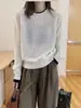 2026 Estilo Coreano Bloque de Color Falso Dos Piezas Suéter de Punto 100% Lana Cuello Redondo Manga Larga Holgado Suéter para Mujer Otoño Invierno Capa Base