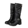 Otoño/Invierno 2026 Europeo y Americano Comercio Exterior Transfronterizo Hebilla de Cinturón Decoración de Cremallera Tacón Grueso Slip-On Botas de Jinete Botas Altas