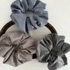 Goma para el pelo a rayas de tela retro simple coreana Elegante Alta elasticidad Cola de caballo Lazo grande para el pelo Accesorio para el cabello