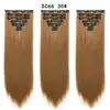 Set de Siete Piezas de Extensiones de Cabello Clip-In Europeas y Americanas para Mujeres, 16 Piezas de Cabello Clip-In, Cabello Largo Liso de Seda de Alta Temperatura, Set de 7 Piezas de Extensiones de Cabello